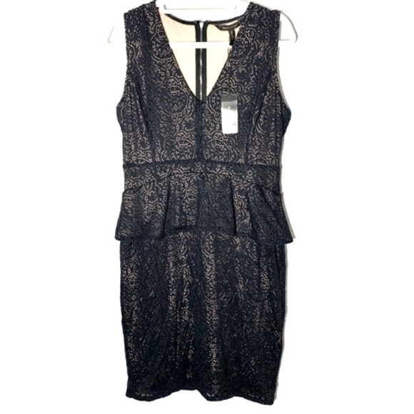 Bcbgmaxazria Black Peplum Dress new with tags Large - Picture 2 of 6